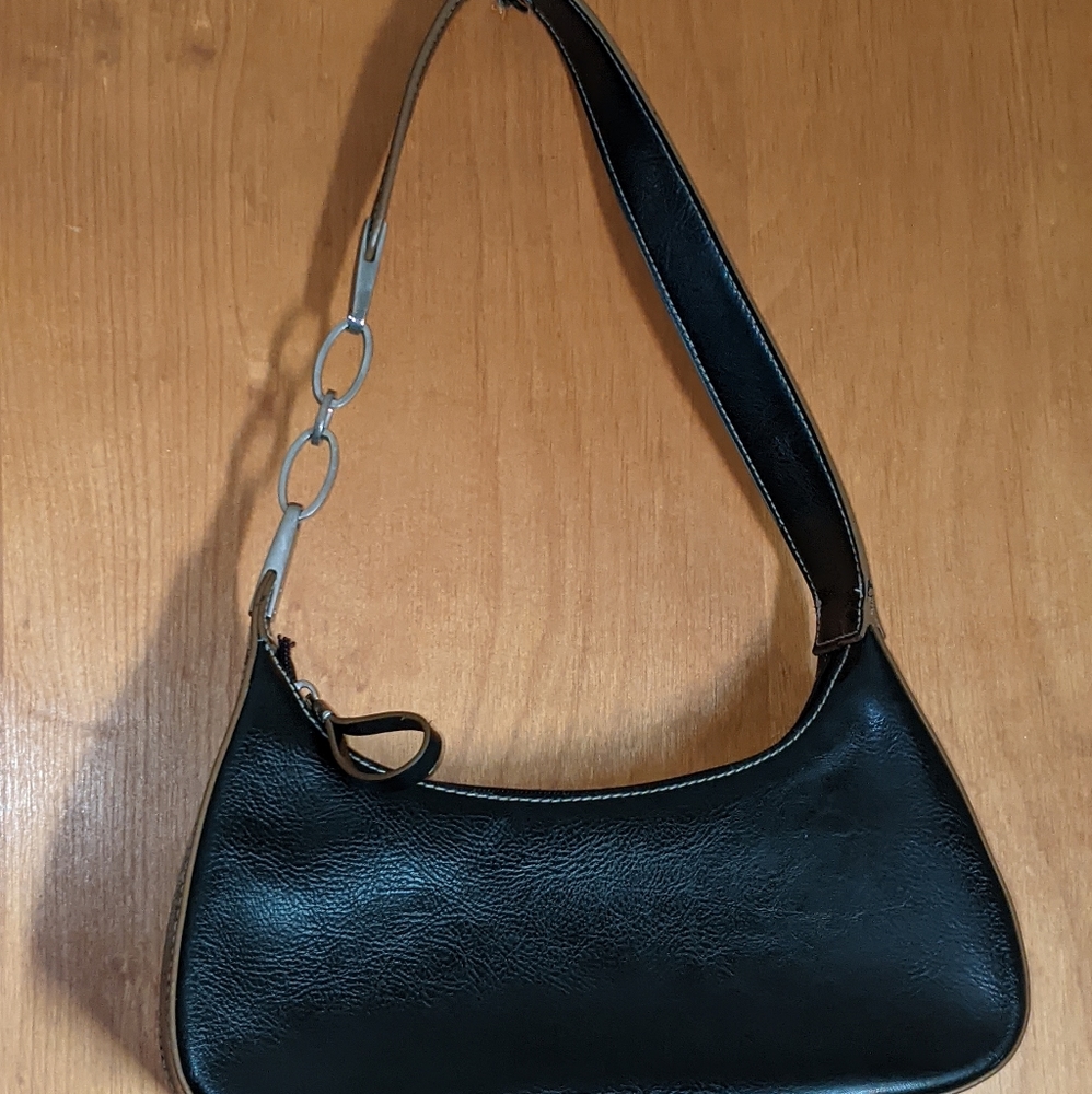 Vintage hinge hobo leather little black bag